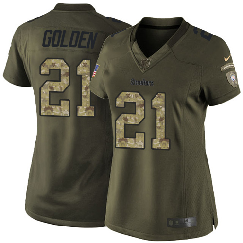 Women's Elite Robert Golden Nike Jersey Green - #21 Salute to Service NFL Pittsburgh Steelers